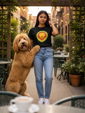 Bella Canvas Black Short Sleeve Tee with Red, Yellow & Green Lion Graphic